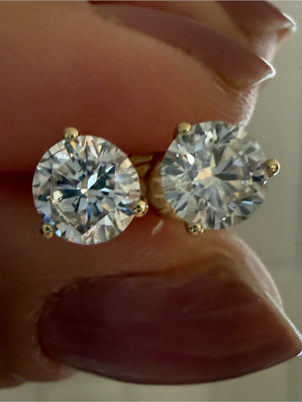 14K Yellow Gold Martini Setting Lab Grown Diamond Earrings - Picture 2 of 13